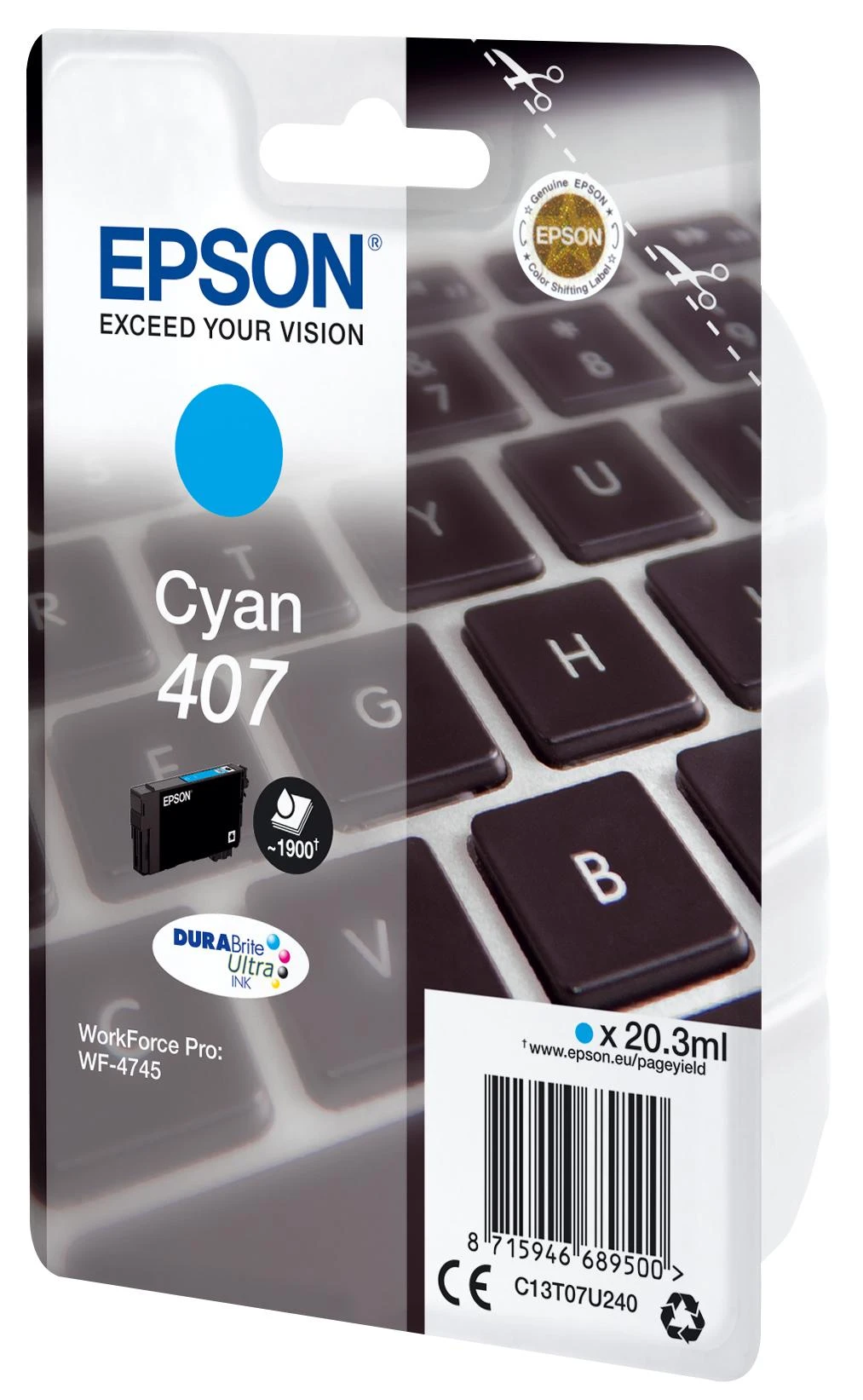 Epson WF-4745 serija | Rašalo kasetė L Cian | Rašalo kasetė | Žydra spalva