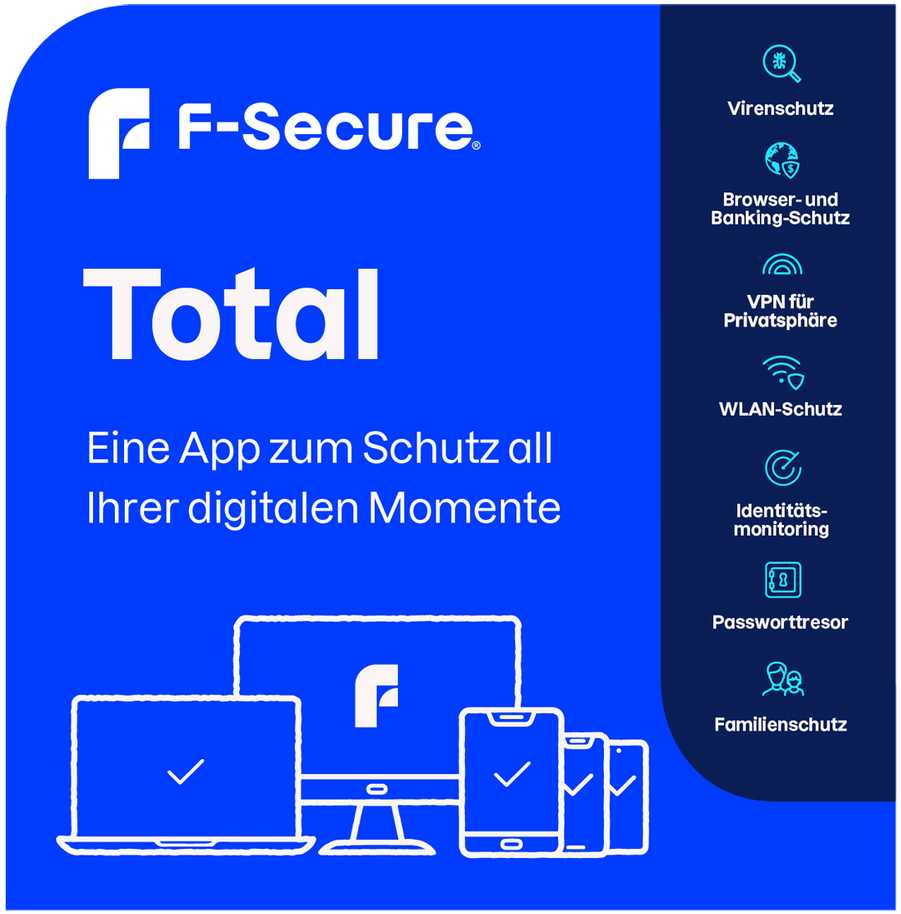 F-Secure TOTAL – saugumas ir VPN visiems įrenginiams – 20 įrenginių / 24 mėn. saugos programinė įranga, ESD elektroninė licencija