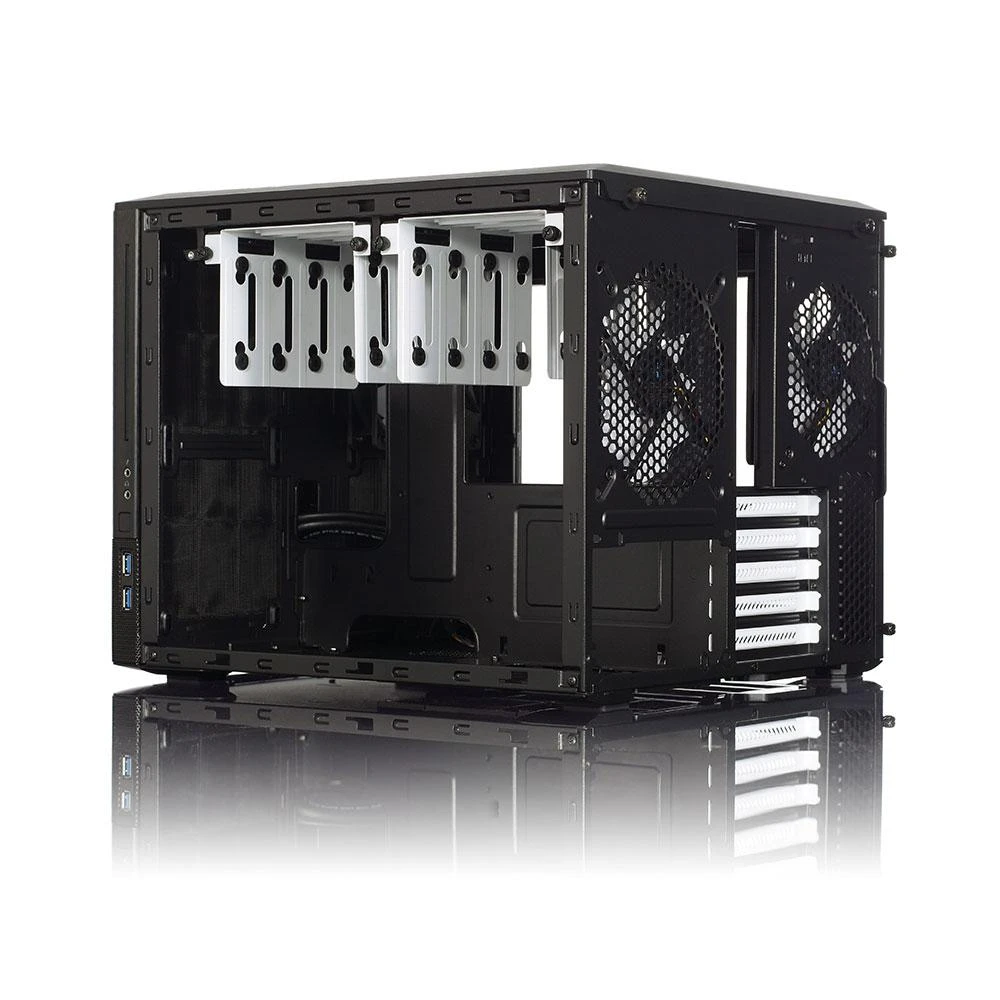 Kompiuterio korpusas Fractal Design | NODE 804 | Side window | 2 - USB 3.0Audio in/outPower button with LED (baltas)HDD activity LED (baltas) | Juodas | Micro ATX