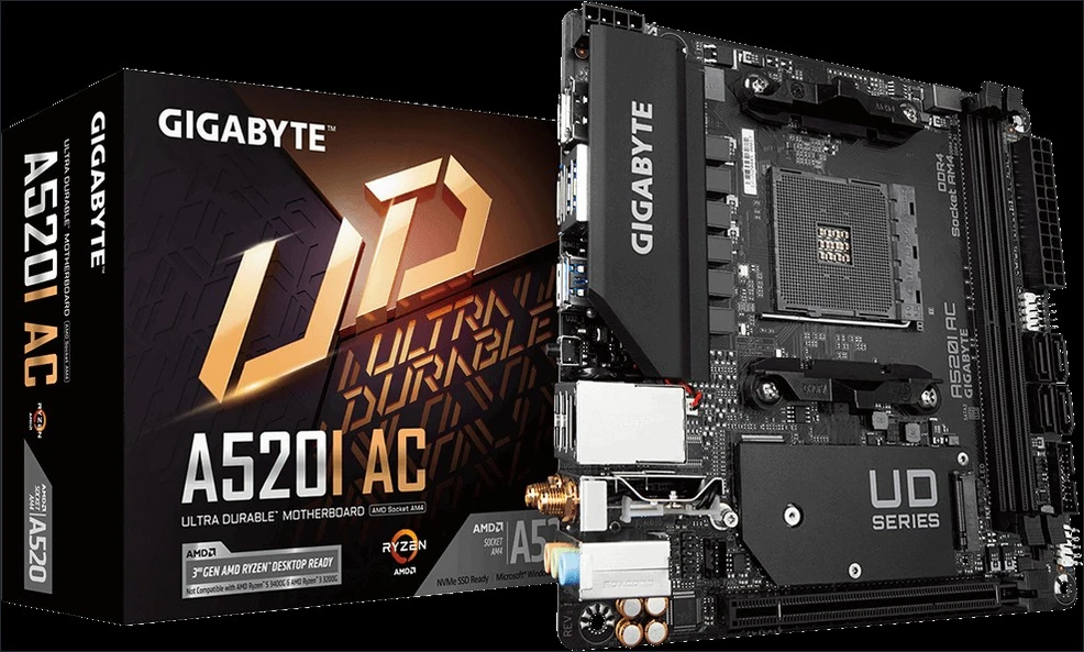 Pagrindinė plokštė Gigabyte A520 AM4 Mini ITX
