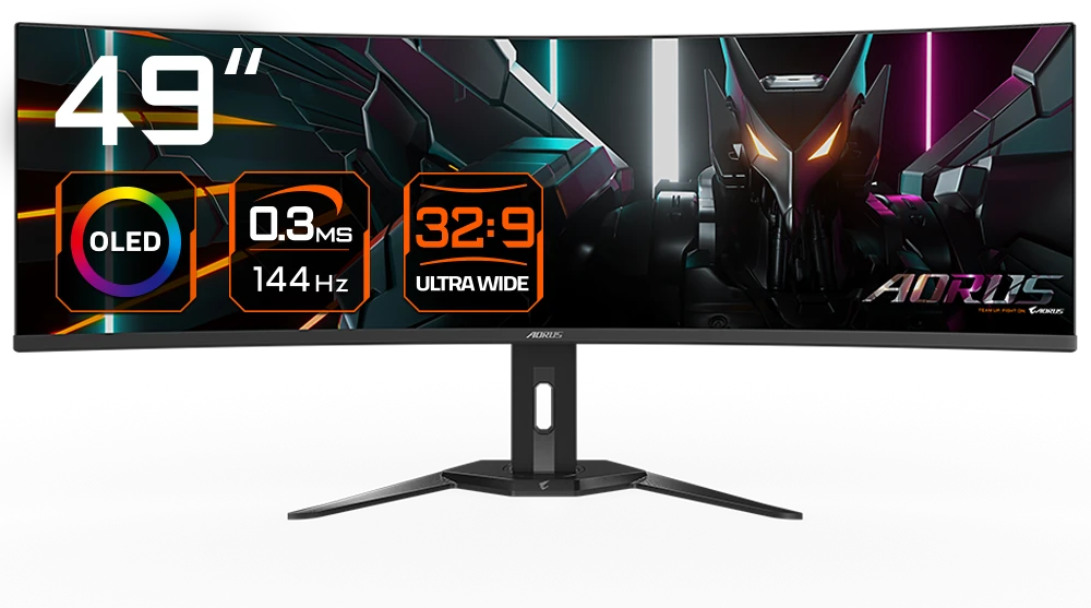 Monitorius Gigabyte | CO49DQ | 49 " | OLED | DQHD | 32:9 | 144 Hz | 3 ms | 5120 x 1440 pikselių | 250 cd/m² | HDMI jungtys quantity 2 x HDMI 2.1 | Juodas | Garantija 36 mėn.