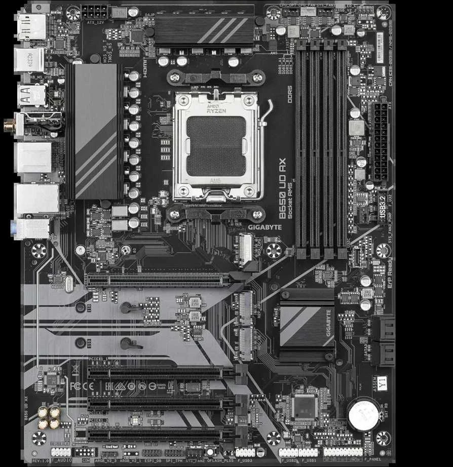Pagrindinė plokštė Gigabyte B650 UD AX | Procesorių šeima AMD Ryzen | Procesoriaus lizdas AM5 | DDR5 | SATA jungčių skaičius 4