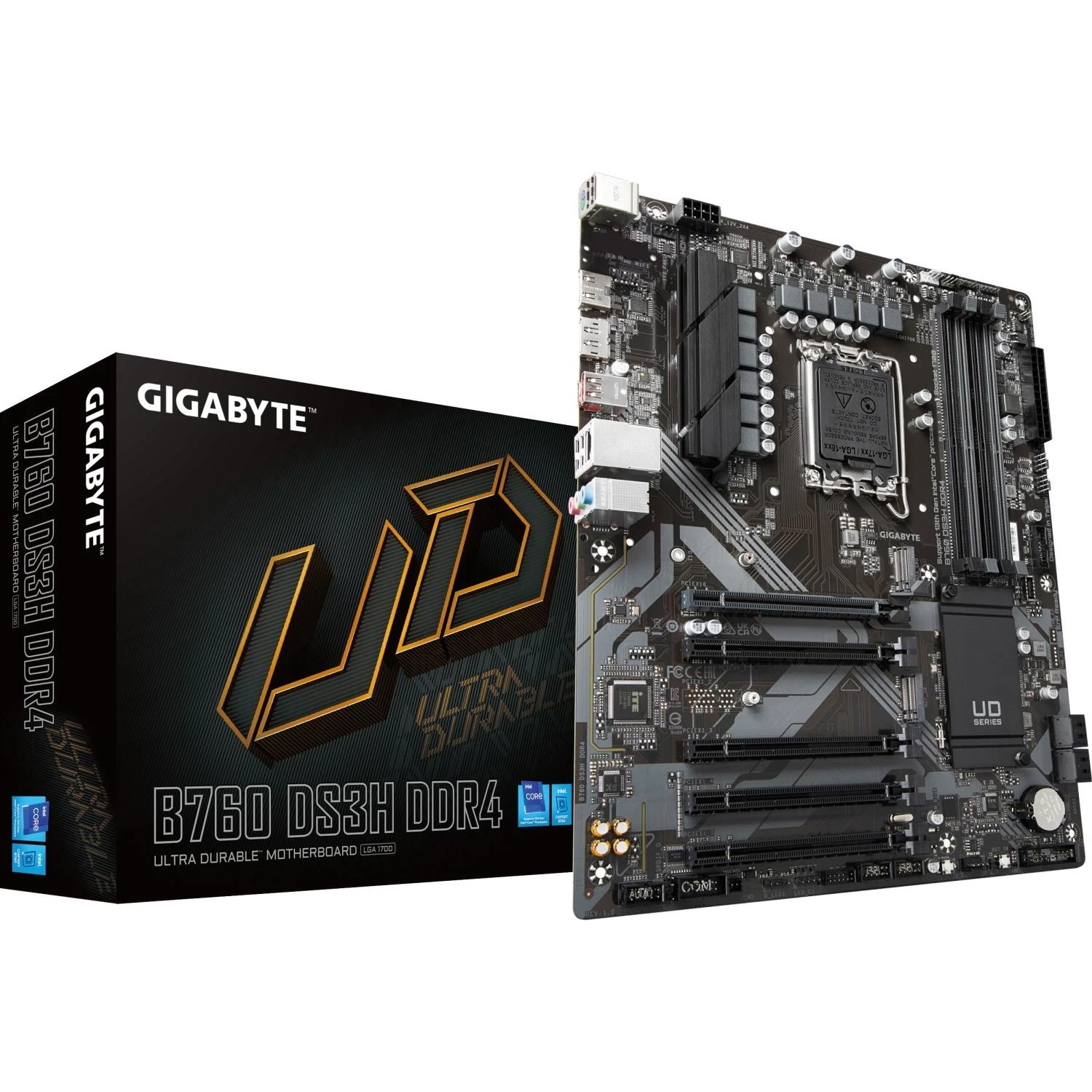 Pagrindinė plokštė Gigabyte Gigabaitas | B760 DS3H DDR4 1,0 M/B | Procesorių šeima Intel | Procesoriaus lizdas LGA1700 | DDR4 DIMM | Atminties lizdai 4 | Palaikomos standžiojo disko sąsajos SATA, M.2 | SATA jungčių skaičius 4 | Mikroschemų rinkinys Intel B760 Express | ATX