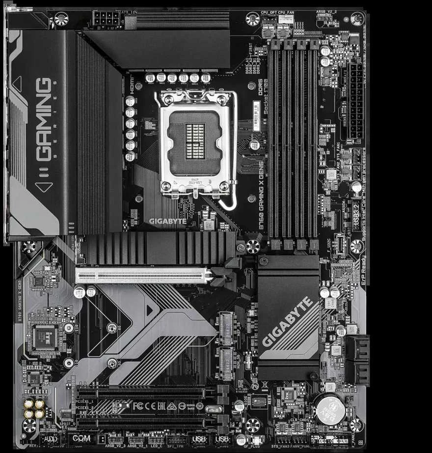„GIGABYTE B760 GAMING X GEN5“ pagrindinė plokštė – palaiko 14-os kartos „Intel Core“ procesorius, 8+1+1 fazės VRM, iki 5600MHz DDR5, 3xPCIe 4.0 M.2, 2.5 GbE LAN, USB 3.2 Gen 2