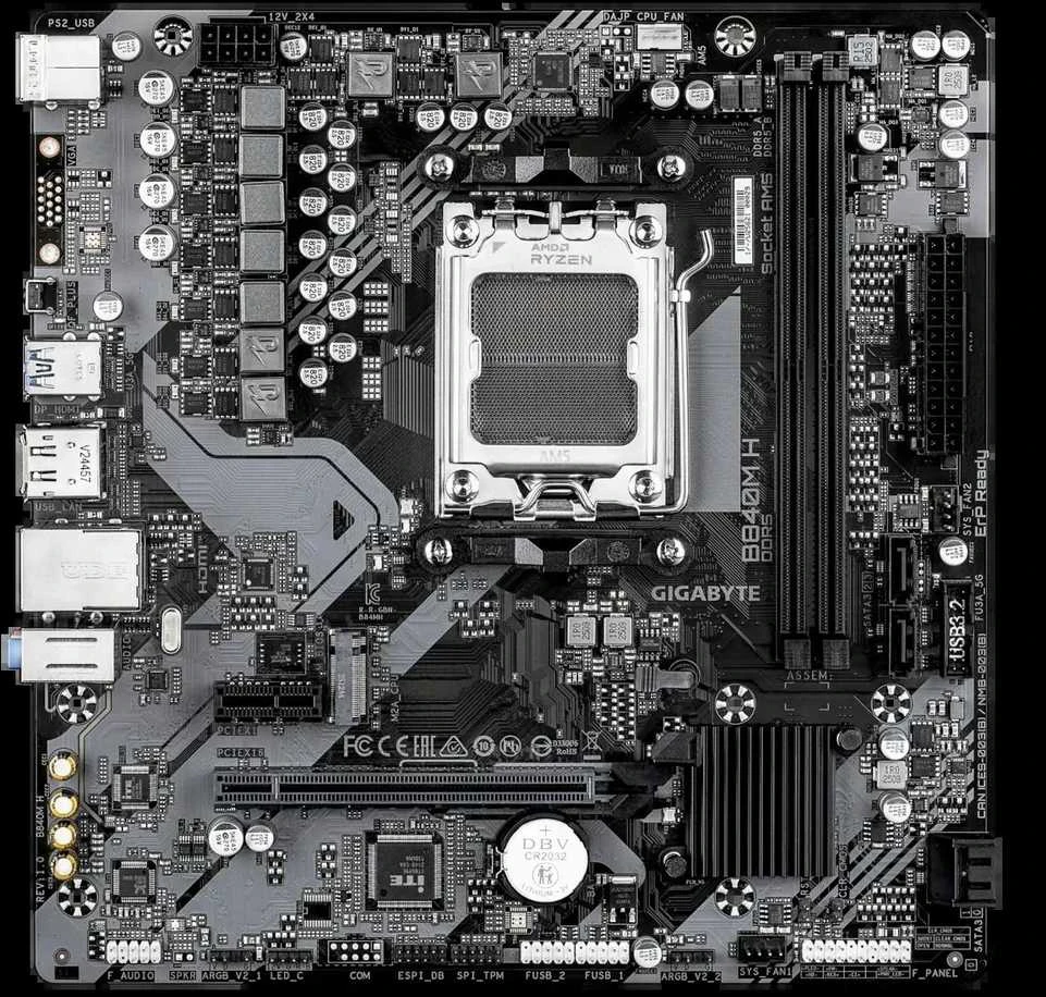 GIGABYTE B840M H pagrindinė plokštė AMD B840 AM5 lizdas „micro ATX“