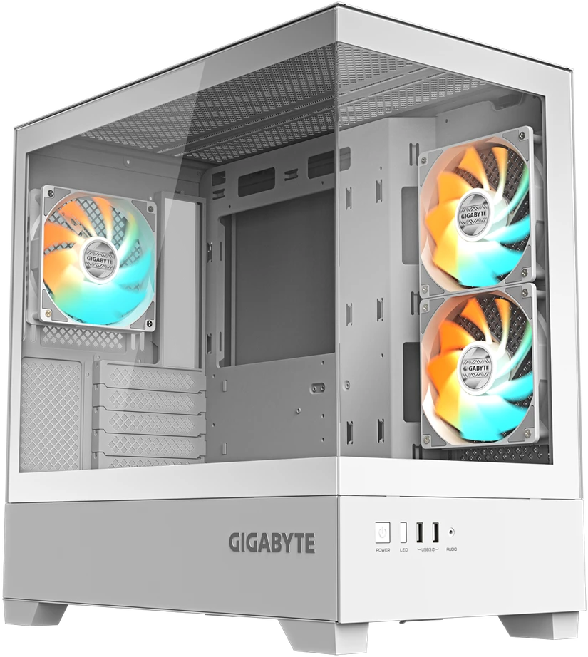 GIGABYTE C201 Panoramic Ice, Tower tipo korpusas - baltas, grūdintas stiklas x 2