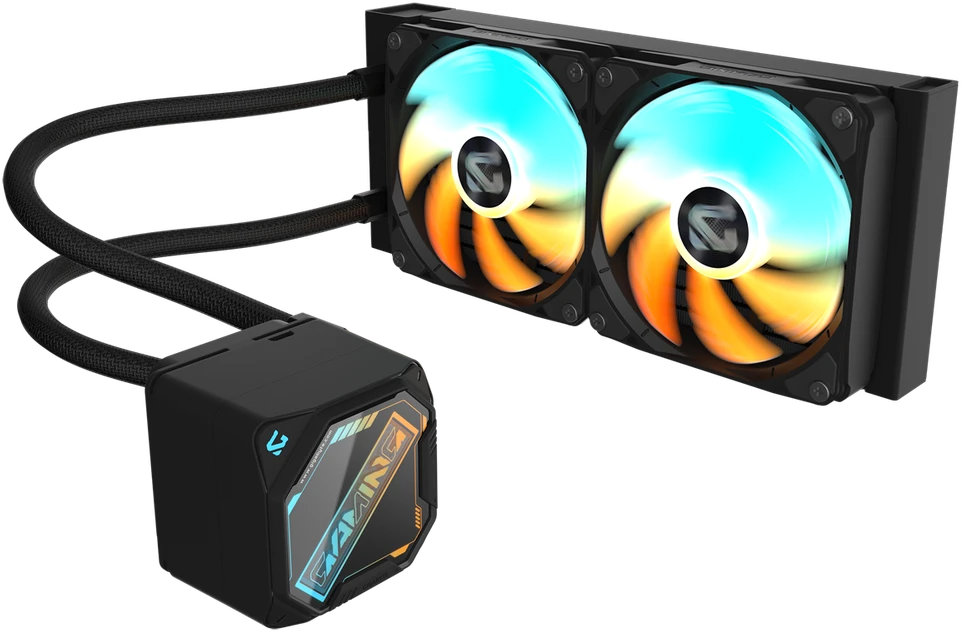 GIGABYTE vandens aušintuvas GAMING 240, 2x120mm, ARGB, LGA1851, AM5, juodas