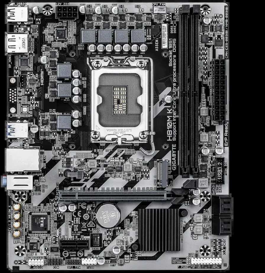 Pagrindinė plokštė „Gigabyte H810M K“ | Procesorių šeima „Intel“ | Procesoriaus lizdas LGA1851 | DDR5 | Palaikomos standžiojo disko sąsajos M.2, SATA | SATA jungčių skaičius: 4