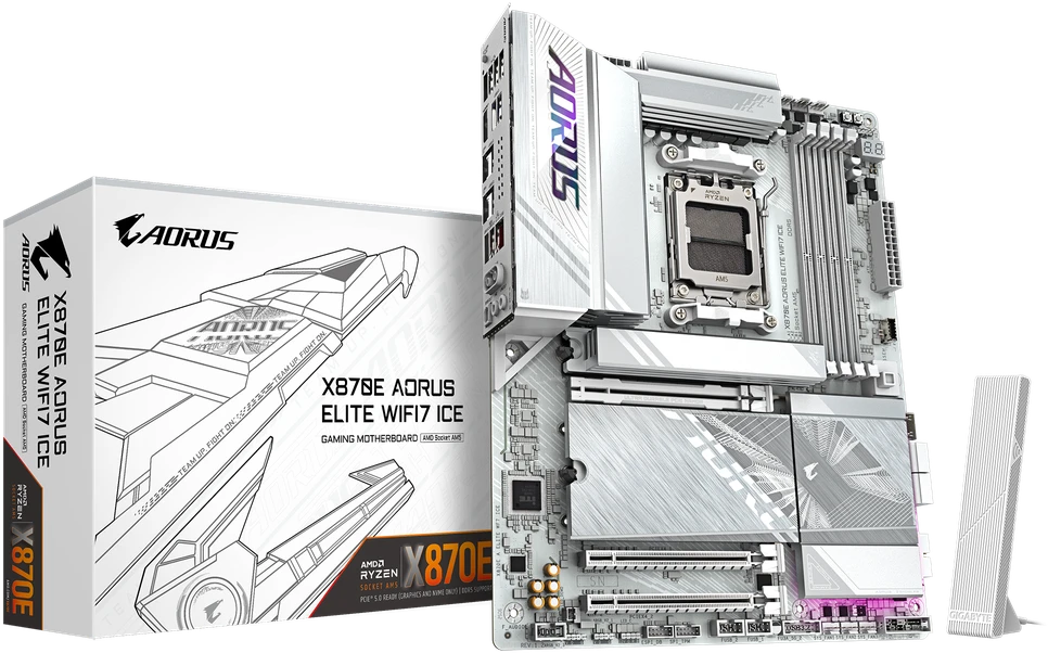 Pagrindinė plokštė GIGABYTE X870E A ELITE WF7 ICE AM5 4xDDR5 4xM.2 4xSATA