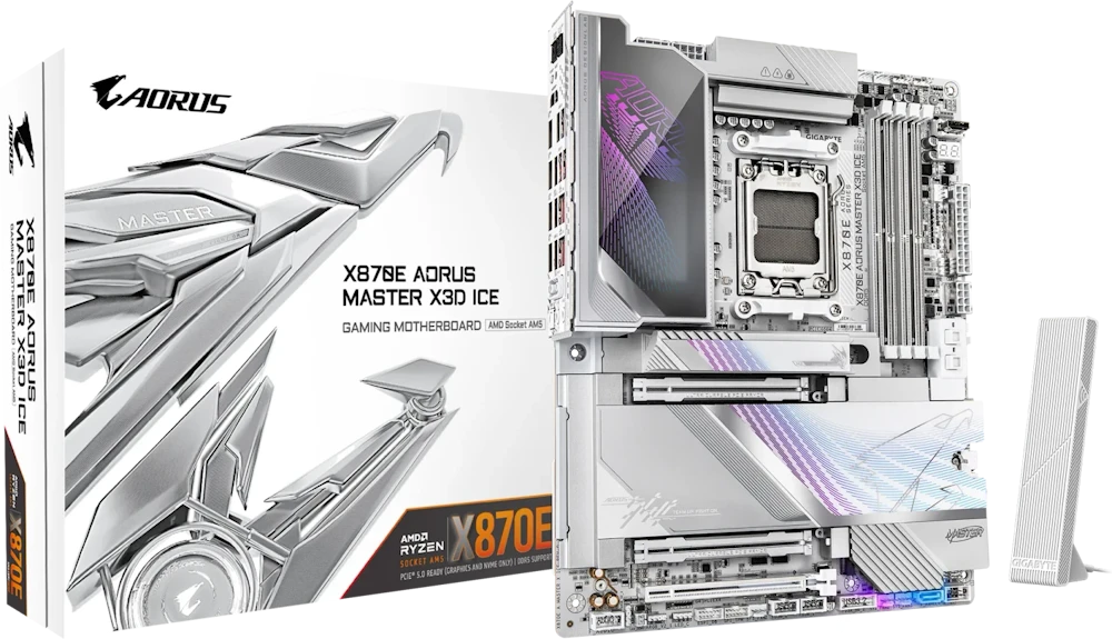 Pagrindinė plokštė Gigabyte X870E AORUS MASTER X ICE (X870,AM5,ATX,DDR5)