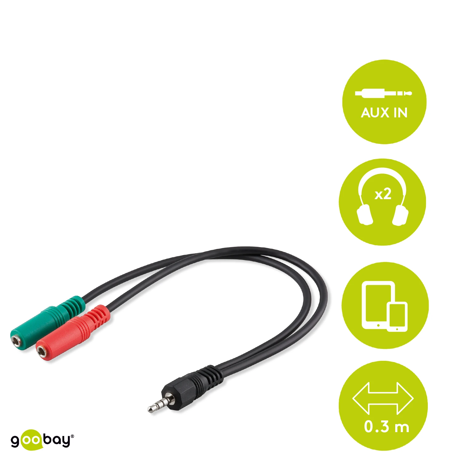 Goobay Kabelis 4 pin 3,5 mm stereo plug>2x3,5 m