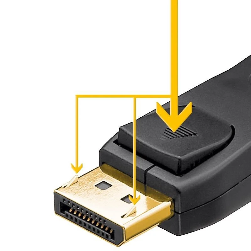 DisplayPort laido jungtis su fiksavimo mechanizmu