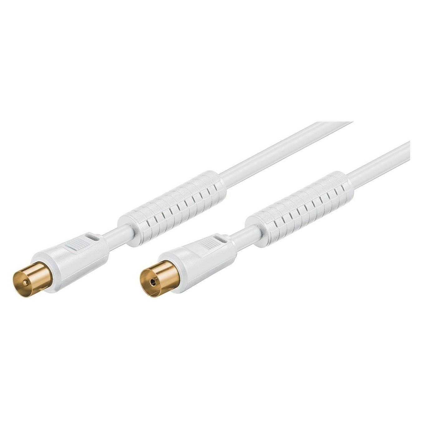 Goobay antenos kabelis 5,0 m, baltas, su feritu (80 dB), 2x ekranuotas