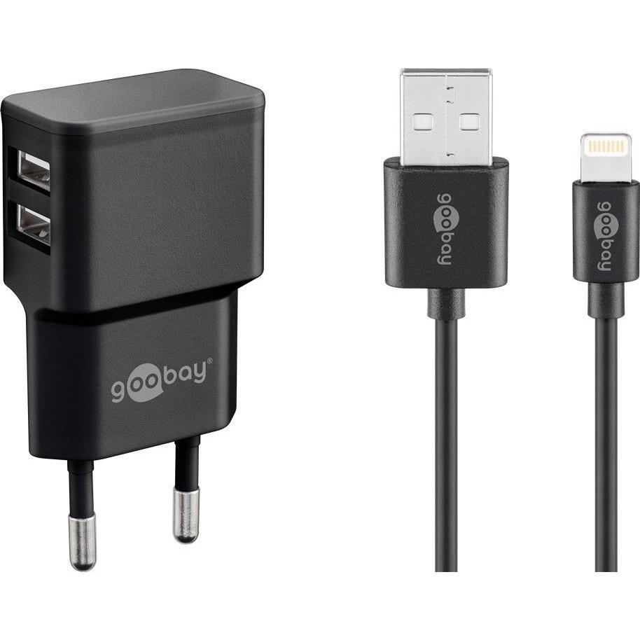 Goobay Apple Lightning dvigubo įkrovimo rinkinys 2,4 A [juodas]