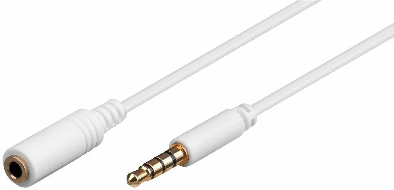 Baltas 3,5 mm garso ilgintuvas su kištuku ir lizdu
