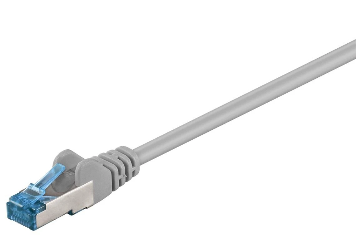 Goobay 93680 CAT 6A patch cable, S/FTP (PiMF), pilkas, 1 m