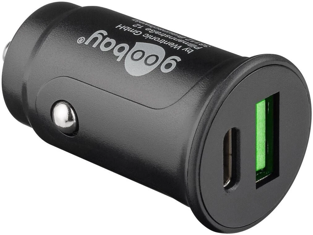 „Goobay 59521“ 27 W maitinimo šaltinio dviejų USB automatinis greitasis įkroviklis su USB-C PD