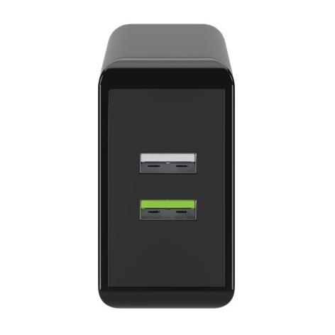 Goobay dvigubas USB greitas įkroviklis USB/QC3.0 (28W) juodas