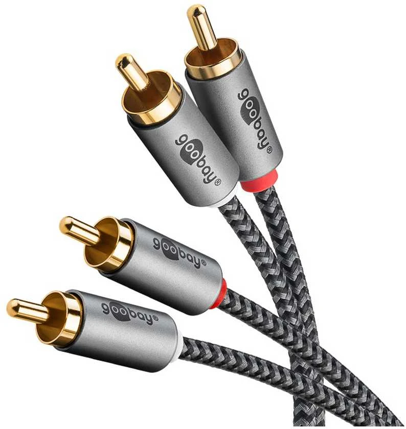 RCA stereo garso kabelis 0,5 m su auksinėmis jungtimis