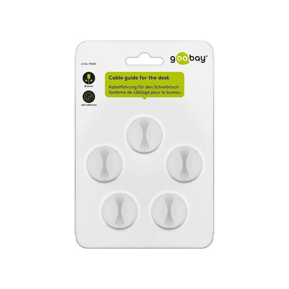Goobay Desk Wire Management – 5 pakuotės, balta