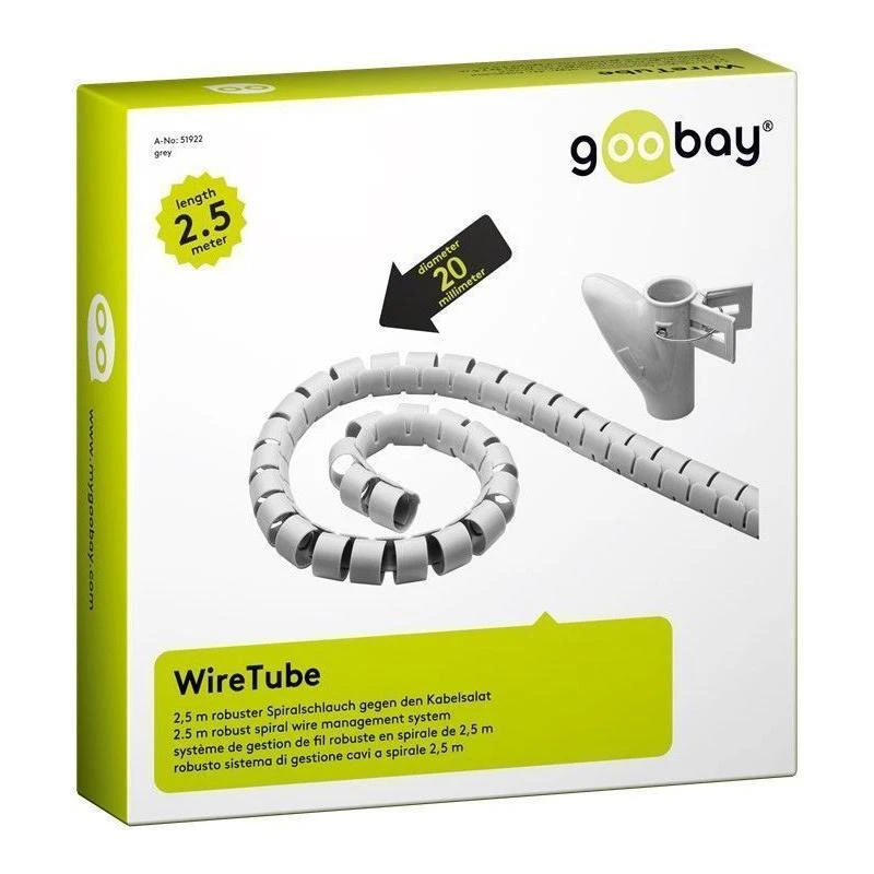 Goobay WireTube kabelio apvyniojimas, 2,5 m, pilkas