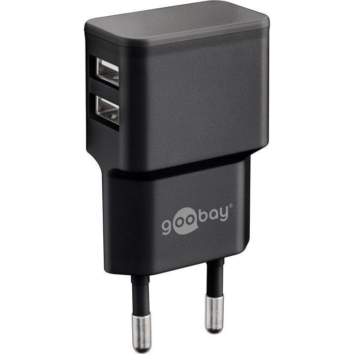 „Goobay Micro USB“ dvigubo įkrovimo rinkinys 2,4 A [juodas]