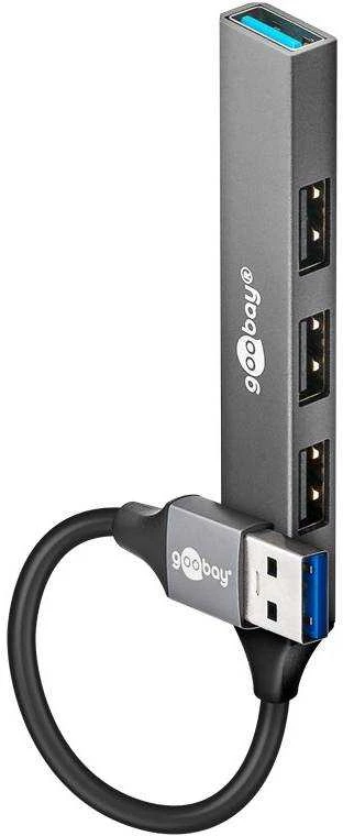 Goobay Slim 4 prievadų USB šakotuvas, USB-A į USB-A, 5 Gbit/s | 74456