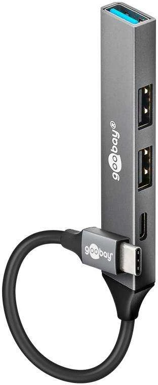 Goobay Slim 4 prievadų USB šakotuvas, USB-C į USB-C/USB-A, 5 Gbit/s | 74459