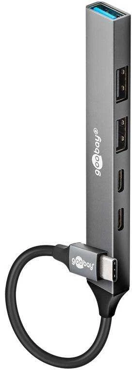 Goobay Slim 5 prievadų USB šakotuvas, USB-C į USB-C/USB-A, 5 Gbit/s | 74460