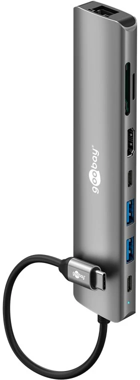 „Goobay Slim USB HUB“ – 8 prievadų USB šakotuvas su HDMI™ ir RJ45 jungtimis, 5 Gbit/s