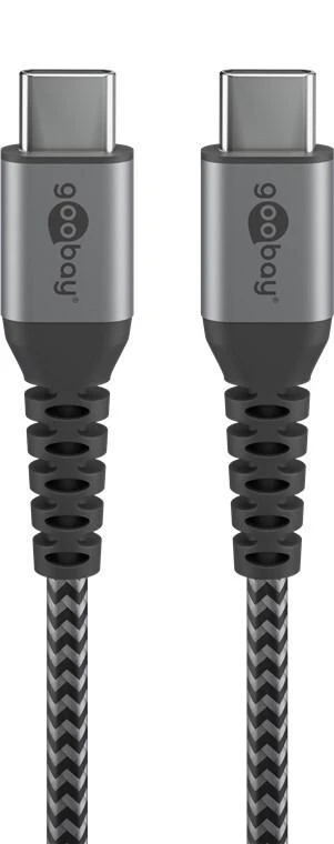 Goobay USB-C į USB-C su metalinėmis jungtimis, pilka, 0,5m