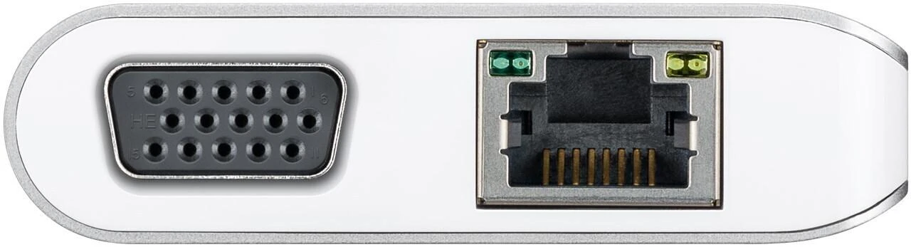 USB-C adapteris: VGA ir tinklo jungčių vaizdas