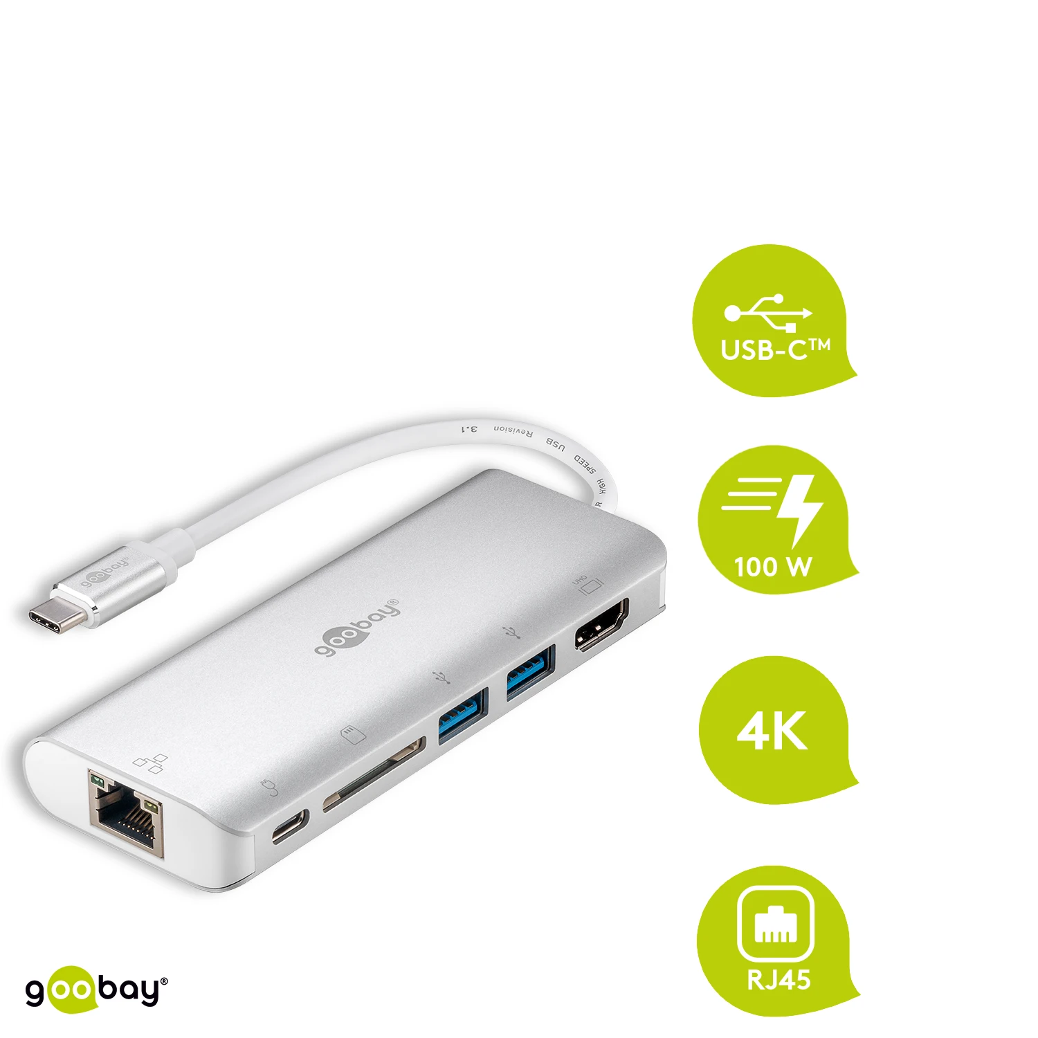 Goobay Apvalus | USB-C Premium kelių prievadų dokas | 76788