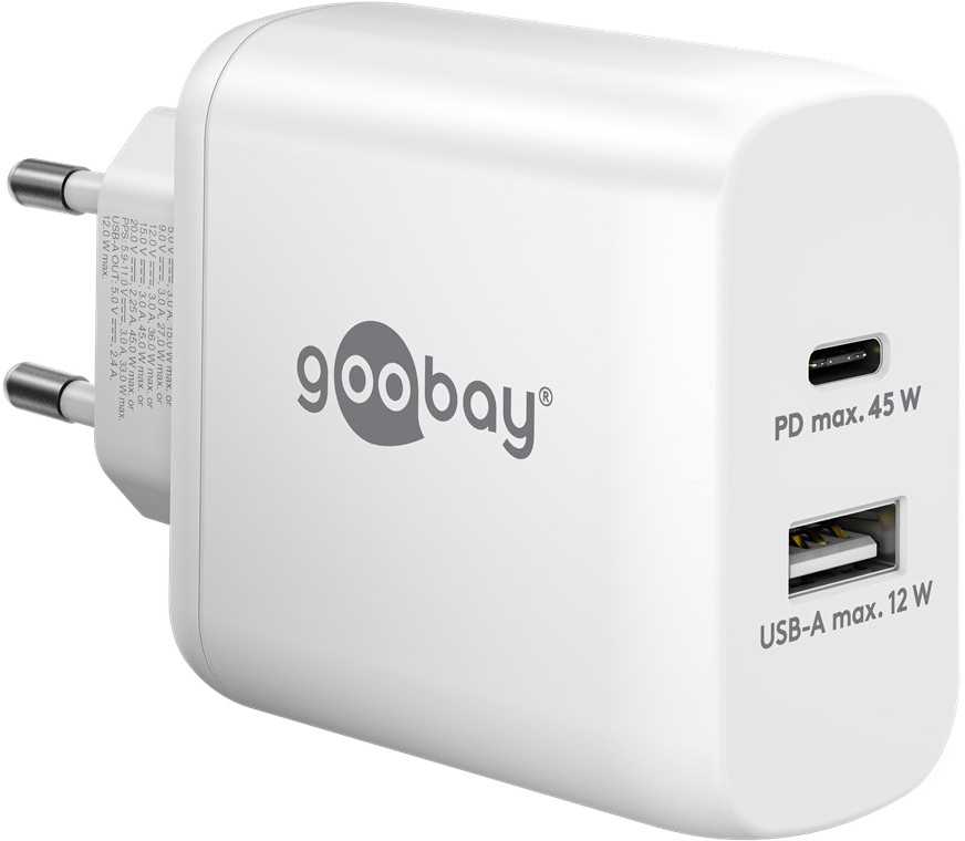 „Goobay“ | USB-C PD dvigubas greitasis įkroviklis (45 W) | 65412