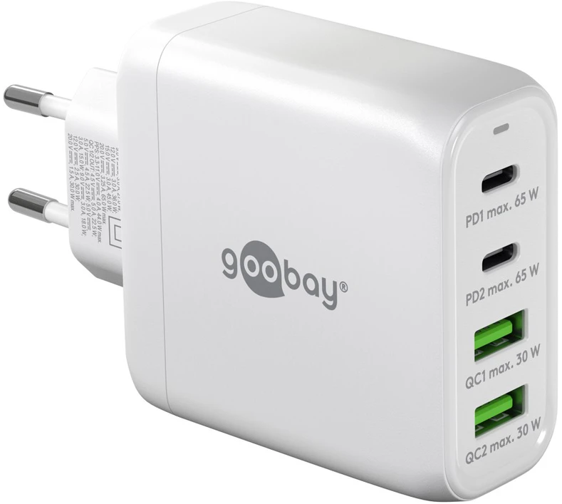 Goobay 64818 68 W USB-C PD GaN Multiport Fast Charger, Baltas