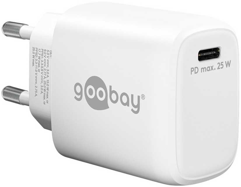 Įkroviklis Goobay USB-C PD (Power Delivery) szybka kroviklis (25 W), balta