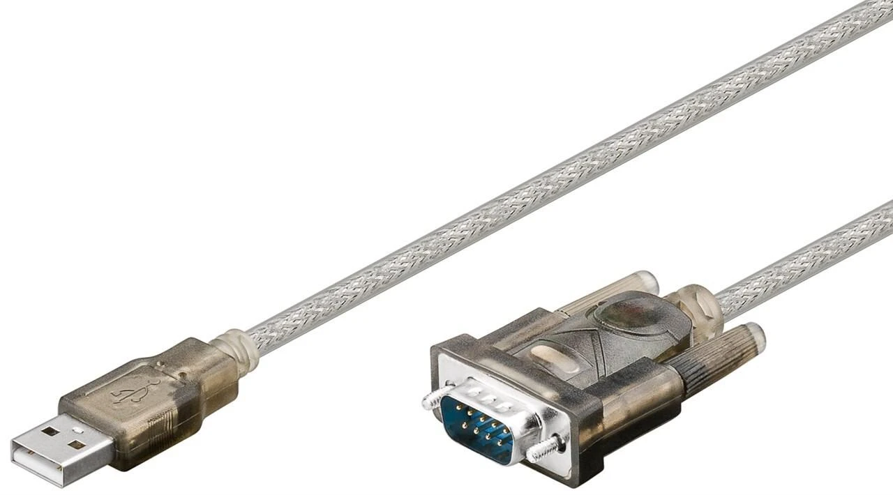 USB į RS232 adapteris su skaidriu ekranuotu laidu