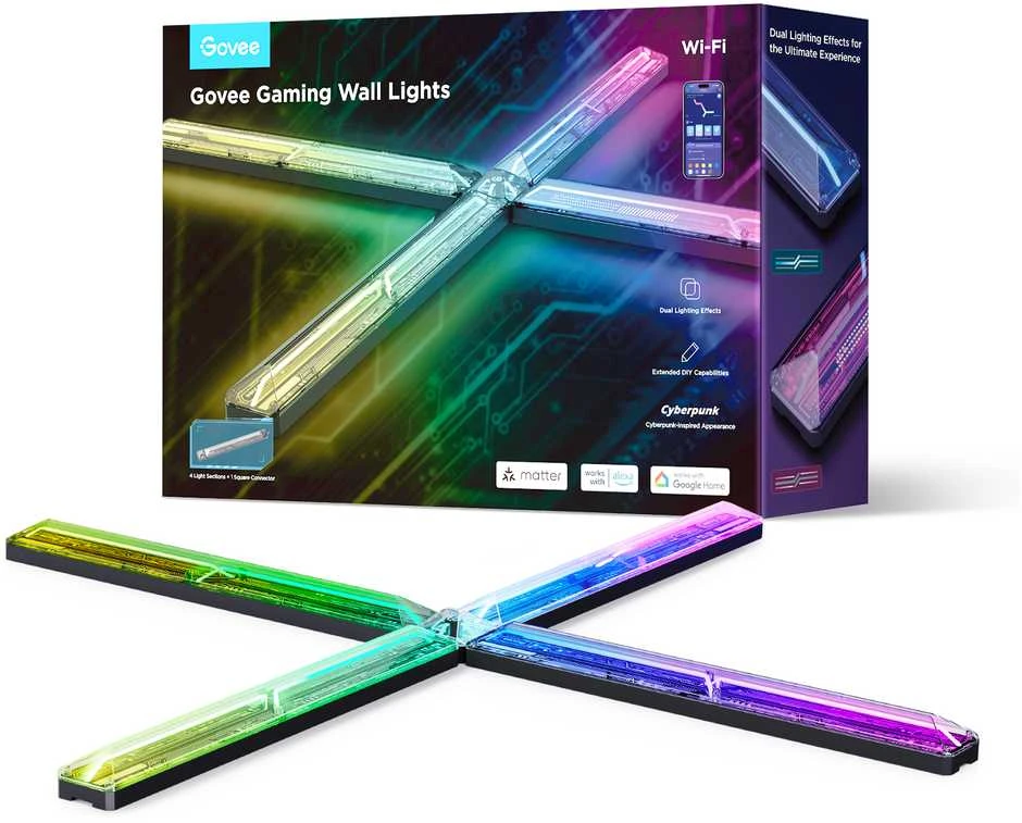 Govee H6063 žaidimų sieninis šviestuvas | Oświetlenie LED | RGBIC, 2,4 GHz Wi-Fi + Bluetooth