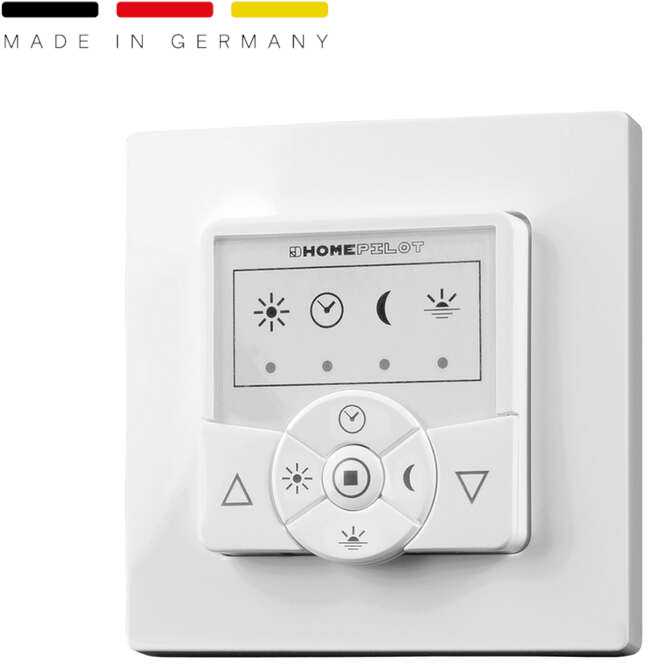 Dėklas HomePilot Zeitschaltuhr classic smart (baltas, für Rollladenmotoren, 2in1: Taster und Empfänger in einem Gerät)