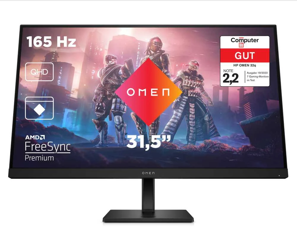 Monitorius Hewlett Packard (HP) LCD HP OMEN 32q; 80 cm, 31,5", QHD 2560 × 1440; 165 Hz; 400 nitų; 2x HDMI 2.0, 1x DisplayPort 1.4