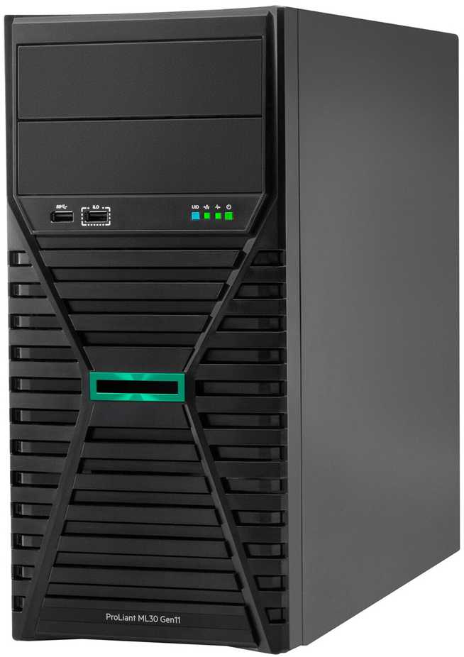 Serveris Hewlett Packard (HP) HPE ProLiant ML30 Gen11 E-2414 2.6GHz 4c 1P 32GB-DR 4LFF-NHP VROC 2x1TB SATA HDD 350W PS EU Server