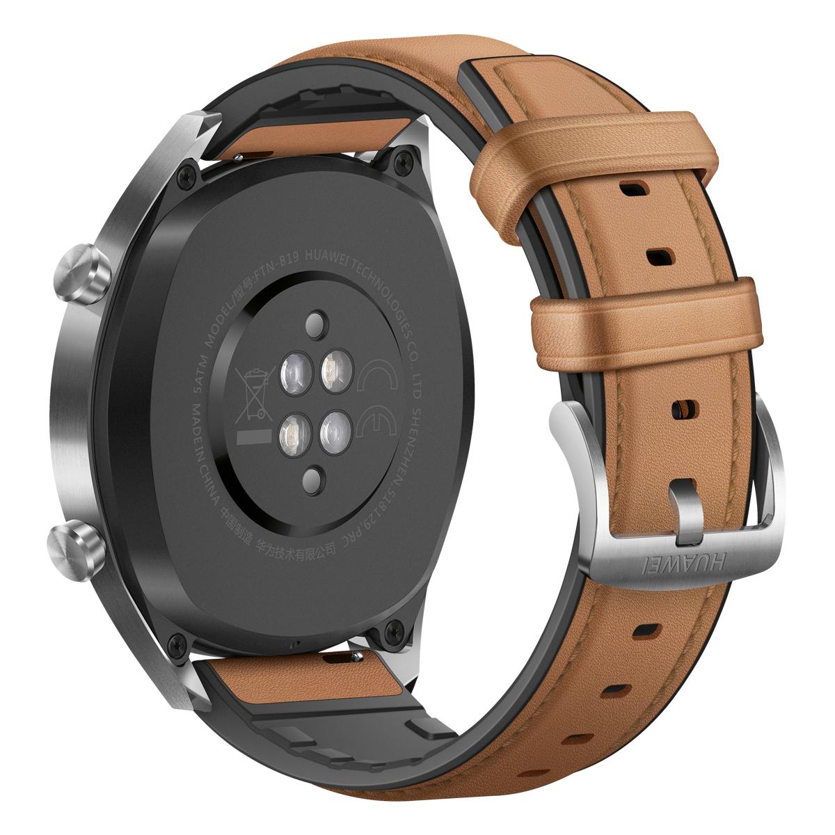 Išmanusis laikrodis Huawei Watch GT „Classic Edition“, Sidabrinės spalvos  su rudu odiniu dirželiu | Varle.lt