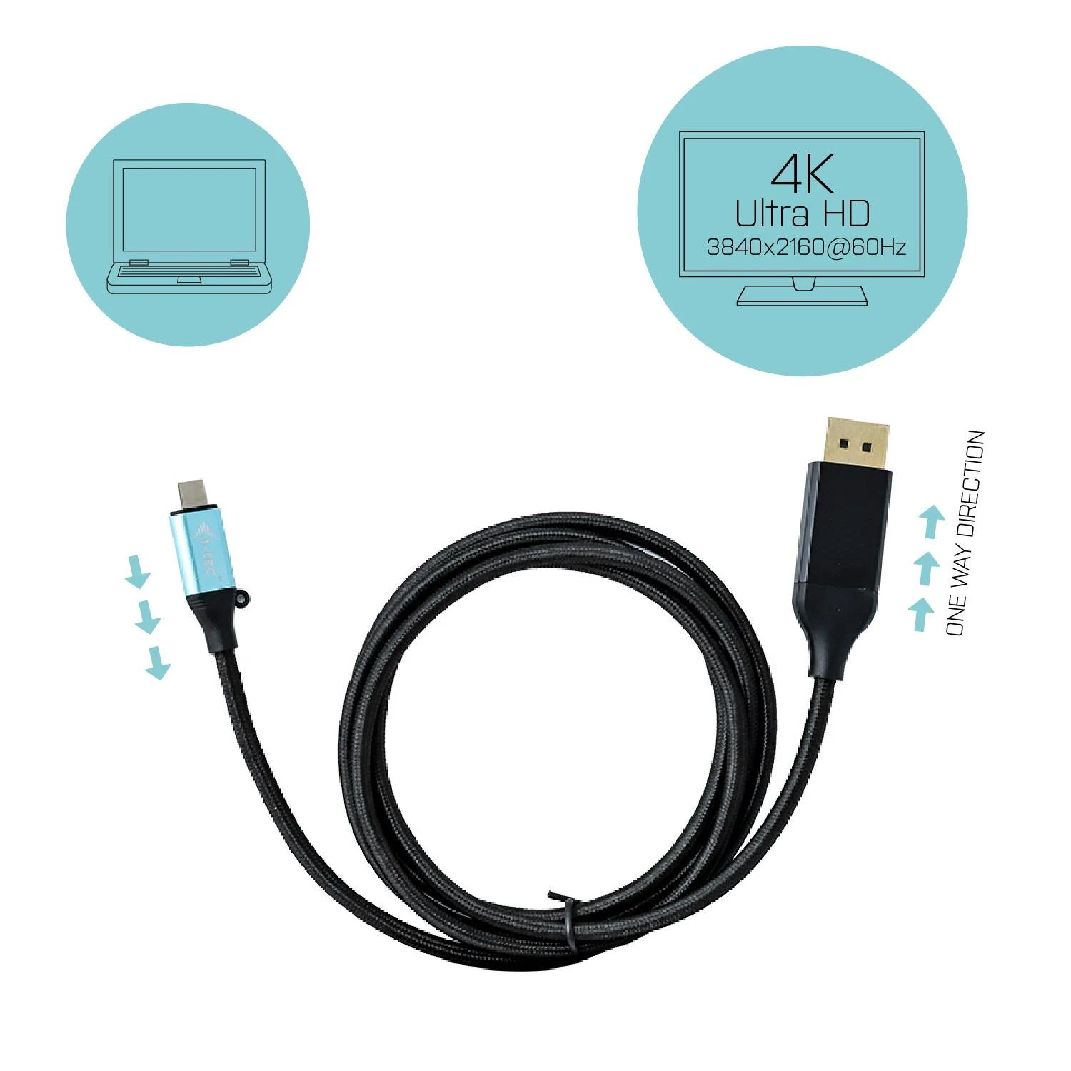 I-tec C31CBLDP60HZ2M vaizdo kabelio adapteris 2 m C tipo USB DisplayPort Juoda
