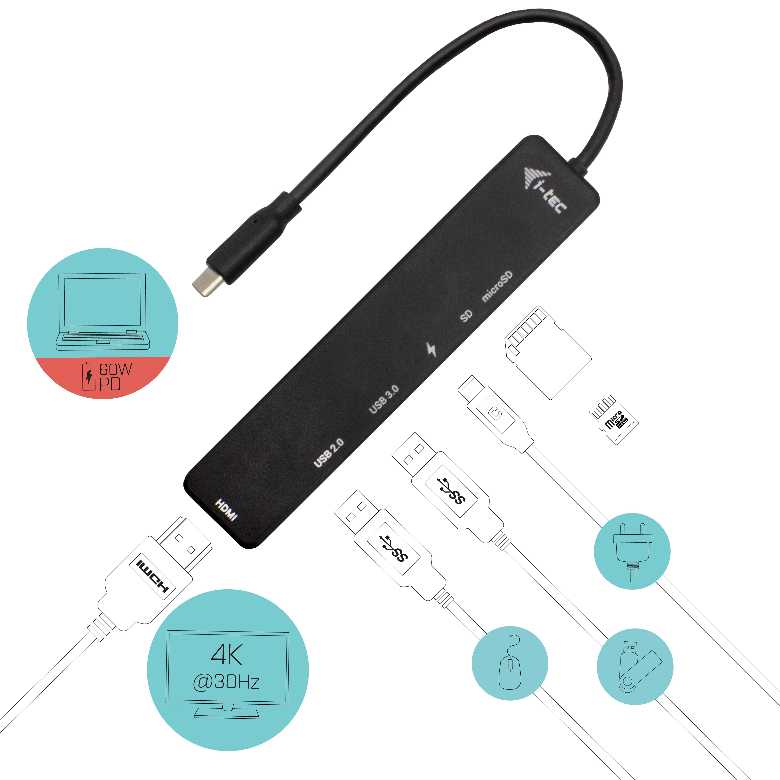 I-TEC USB-C Travel Easy Dock 4K HDMI + maitinimo tiekimas 60 W