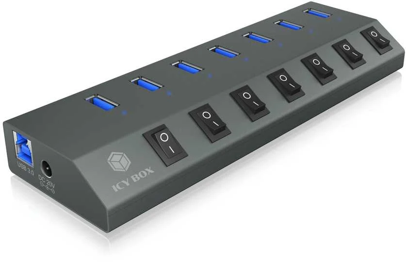 Icy Box RaidSonic ICYBOX IB-HUB1701-C3 7 prievadų šakotuvas su USB 3.0 Type-C ir Type-A sąsaja bei BC 1.2 palaikymu