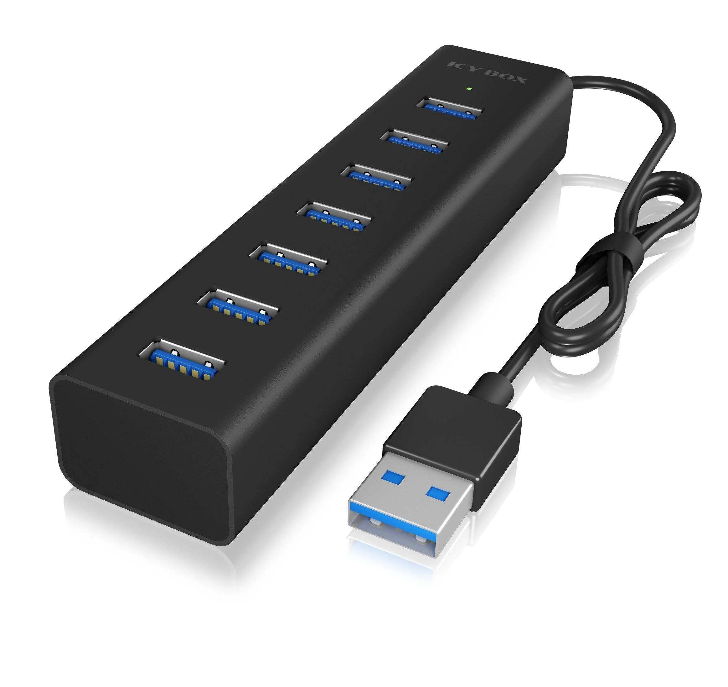 Icy Box RaidSonic ICYBOX IB-HUB1700-U3 7 prievadų šakotuvas su A tipo USB sąsaja ir maitinimo šaltiniu