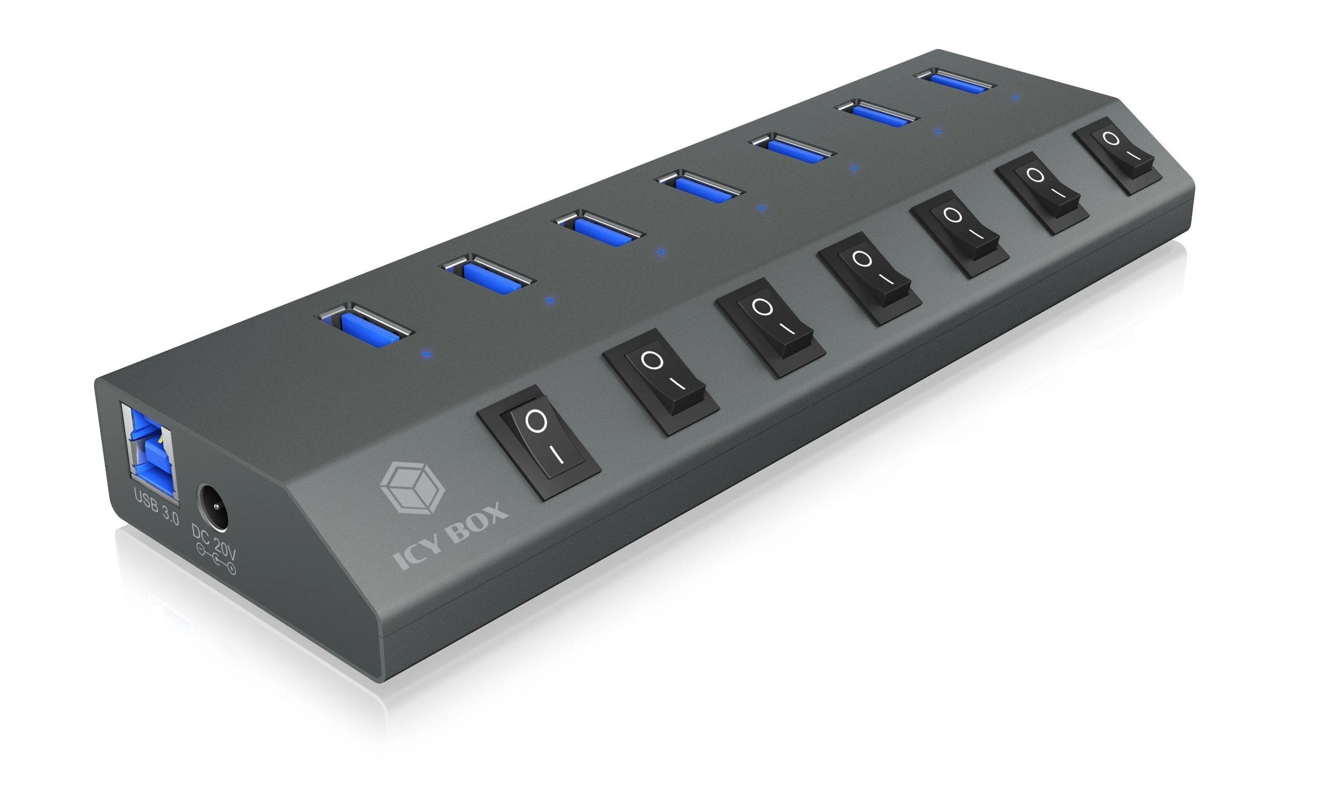 Icy Box RaidSonic ICYBOX IB-HUB1701-C3 7 prievadų šakotuvas su USB 3.0 Type-C ir Type-A sąsaja bei BC 1.2 palaikymu