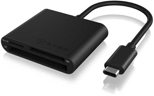 ICYBOX IB-CR401-C3 Icy Box Išorinis kelių kortelių skaitytuvas USB 3.0 Type-C, CF, SD, Micro SD