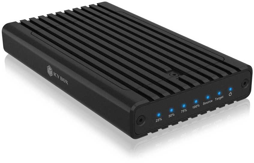 ICY BOX IB-2817MCL-C31 Externes USB-C 3.2 Gehuse fr 2x M.2 NVMe SSD mit Klonfunktion