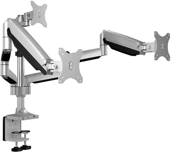 Laikiklis Icy Box Raidsonic Monitorius stovas su stalo laikikliu trims monitoriams IB-MS505-TI Desk Mount, 32", Sidabrinis/Juodas